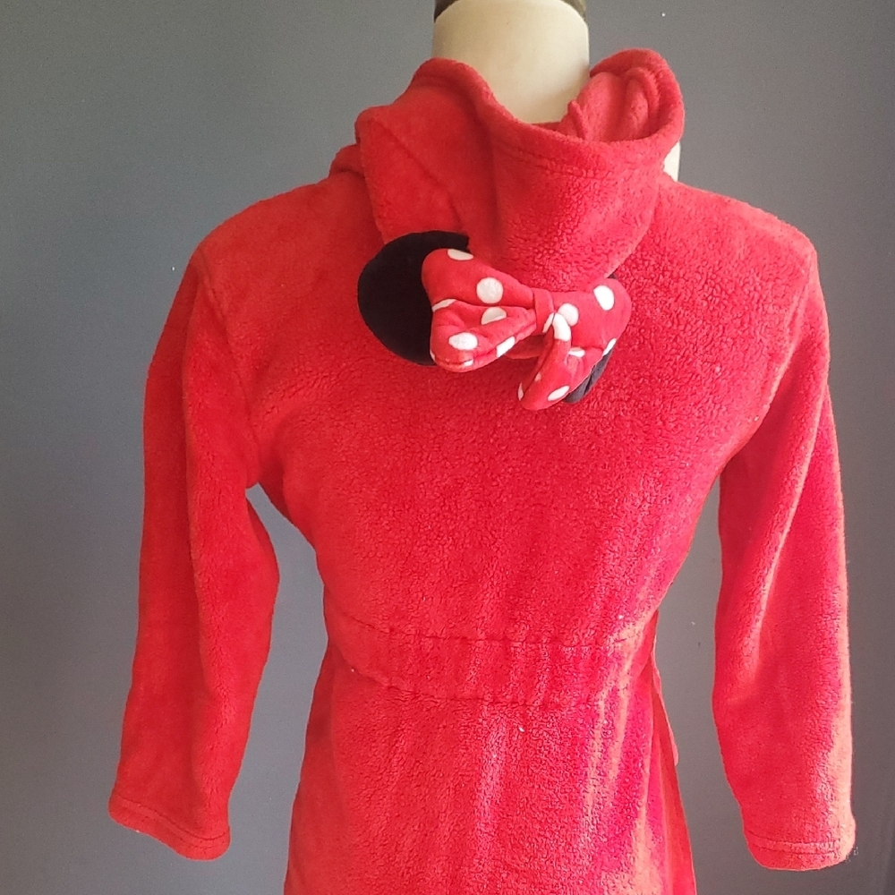 Disney Winnie Mouse Red Girls Robe with Hood Size 6-7 - Picture 5 of 12